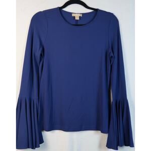 Michael Kors Bell-Sleeve Top True Navy Blue Small